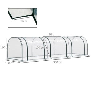 Serra a tunnel trasparente per orto 350 x 100 x 80 cm
