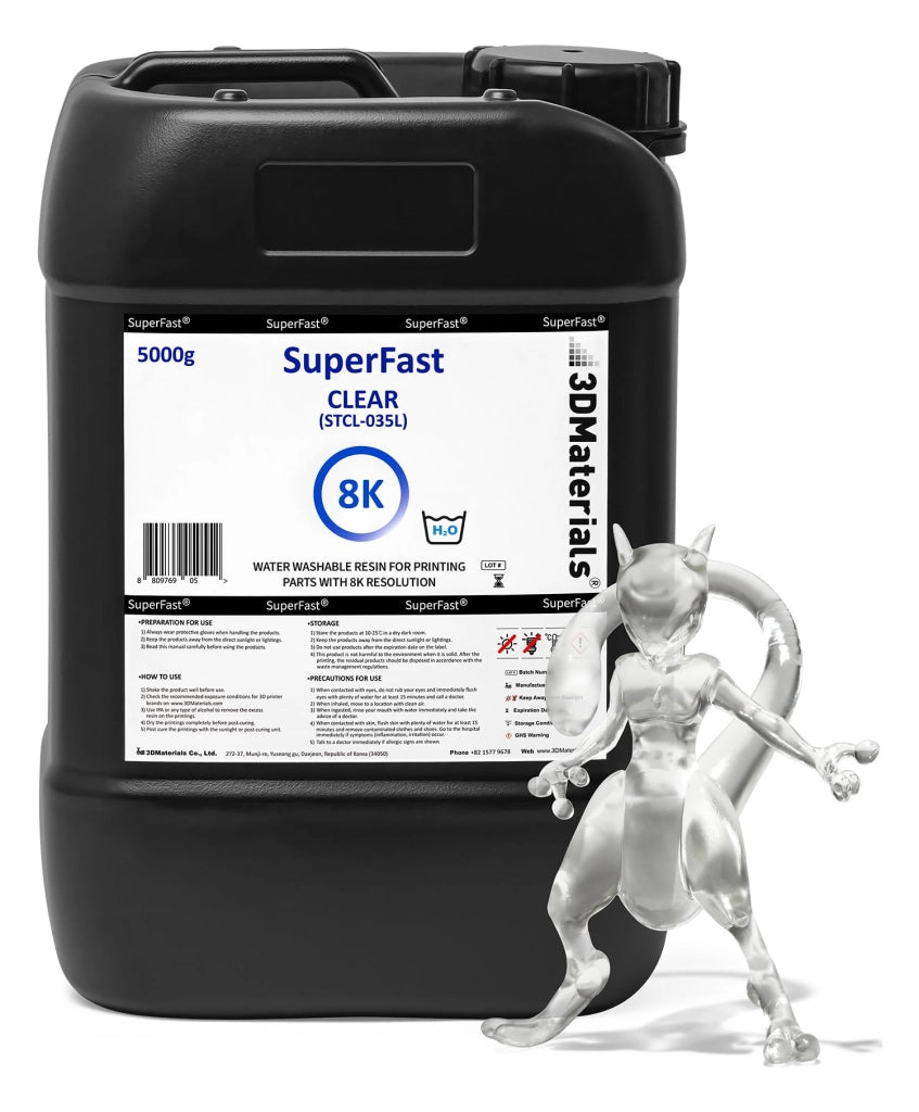 Resina per stampanti 3D SuperFast 8K, lavabile con acqua, 5000 g, trasparente