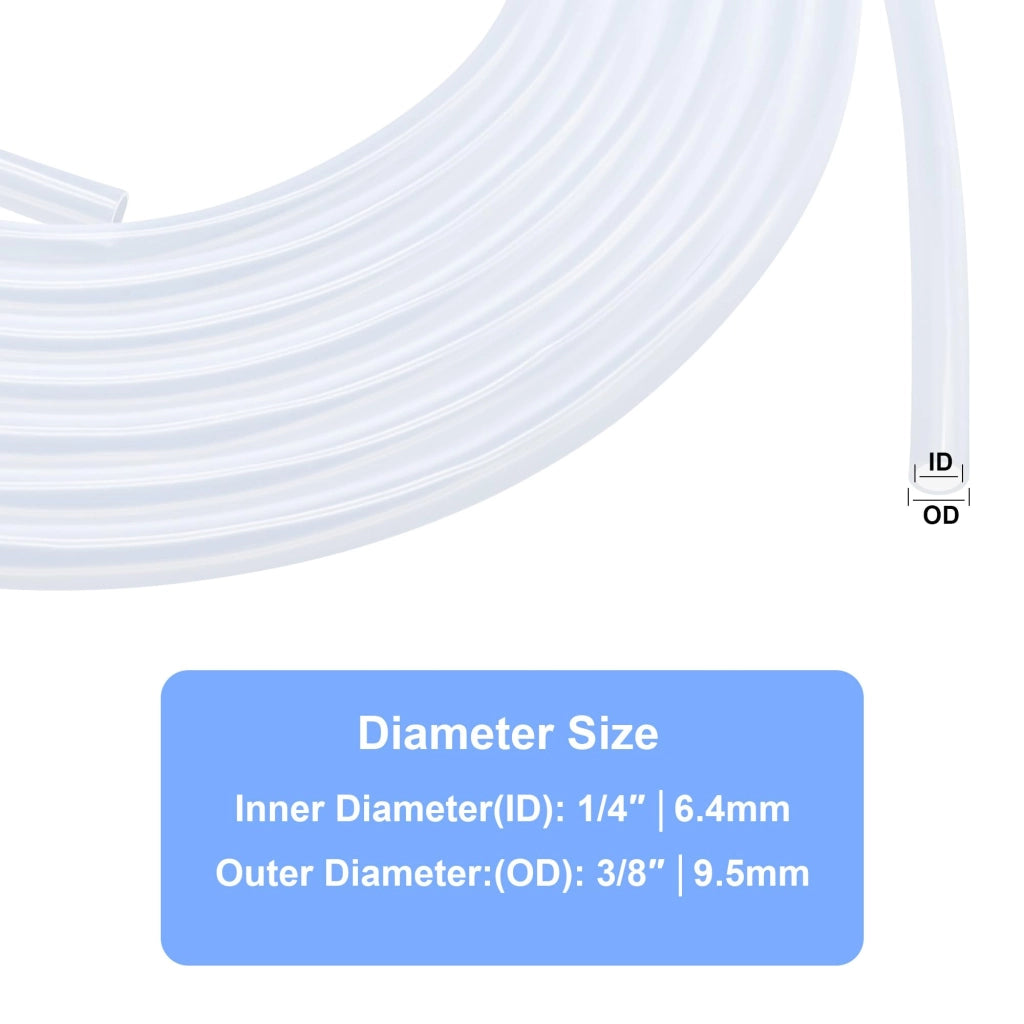 Tubo in silicone trasparente, 6,4 x 9,5 mm, 2,5 metri, adatto al contatto con alimenti