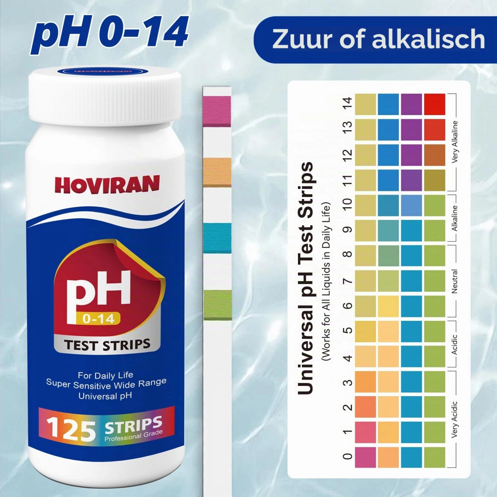 Strisce per test del pH, da 0 a 14, confezione da 125 pezzi, carta indicatrice di pH per liquidi