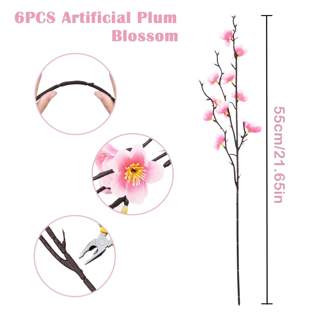 Fiori di ciliegio artificiali, 6 pezzi, 55 cm, rosa, per decorazioni fai-da-te