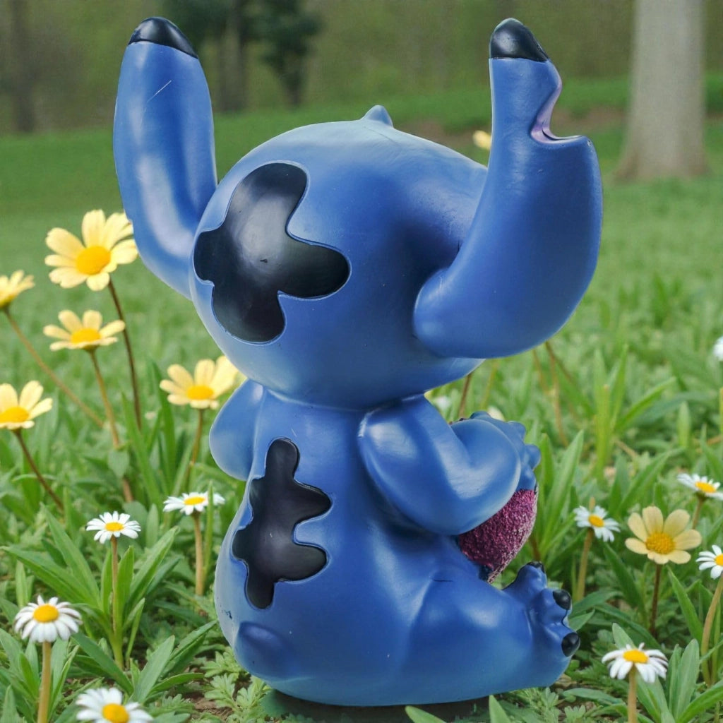 Disney Stitch, statuetta decorativa a forma di cuore, realizzata in resina, altezza 23 cm, resistente agli agenti atmosferici