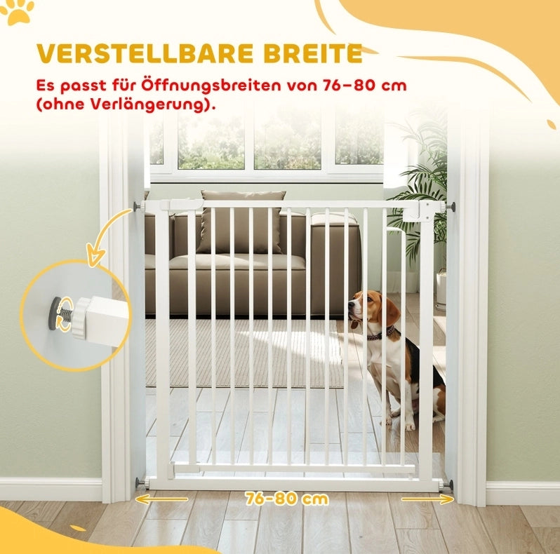 Cancello di sicurezza per bambini e animali 76-80 x 76 cm bianco senza foratura