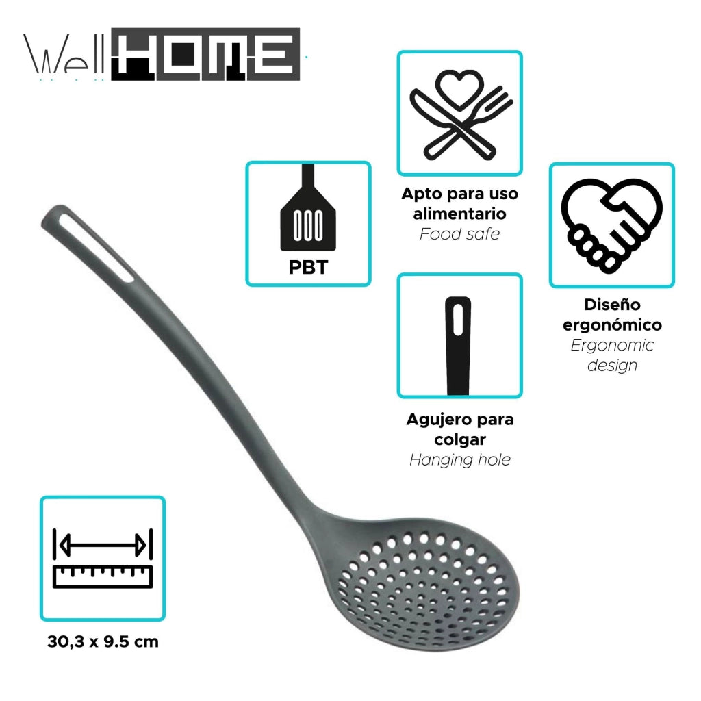 Set di pentole da cucina, 3 pezzi, diametro 16/20/24 cm, in alluminio, colore nero + 6 utensili da cucina