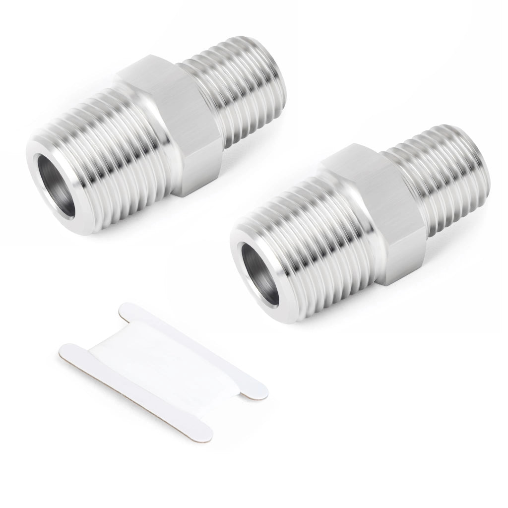 Riduttore a sesto esagono 1/2" x 1/8" BSP, 2 pezzi, acciaio inossidabile