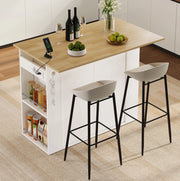 Isola da cucina 120x75x97 cm con piano pieghevole e prese USB in MDF bianco