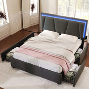 Letto contenitore con 4 cassetti grigio 140x200 cm