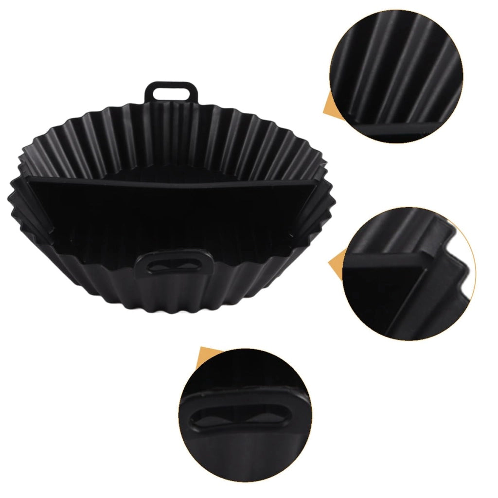 Set da 2 stampi rotondi in silicone per la cottura, con divisioni interne, colore nero
