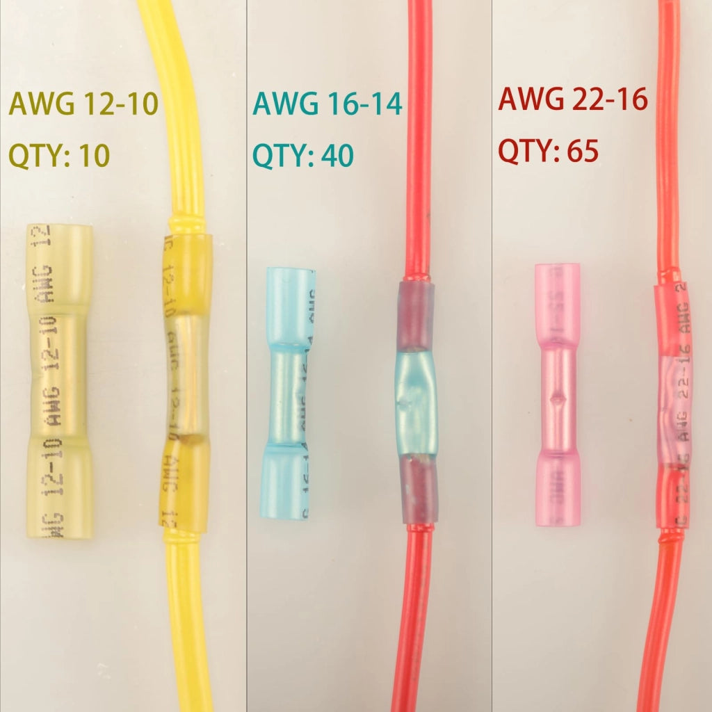 Kit di connettori a crimpare con guaina termoretraibile, 115 pezzi, impermeabili, 3 dimensioni