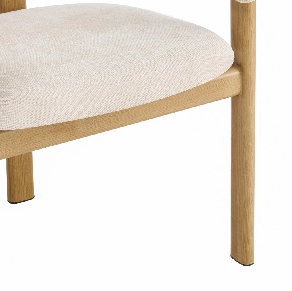 Set di 2 sedie con braccioli in metallo effetto legno e lino beige