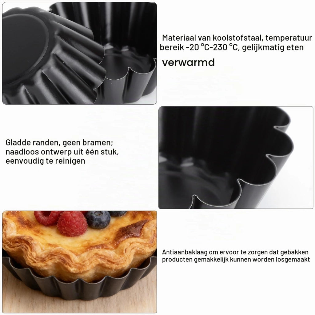 Set di 12 formine per mini-torte, Acciaio al carbonio, con rivestimento antiaderente, diametro 6,35 cm