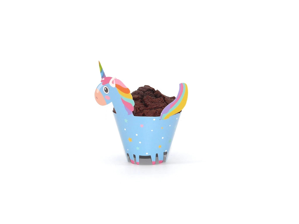 Confezioni per muffin a tema unicorno, 24 pezzi, 12 design diversi, in carta, 6,5 cm