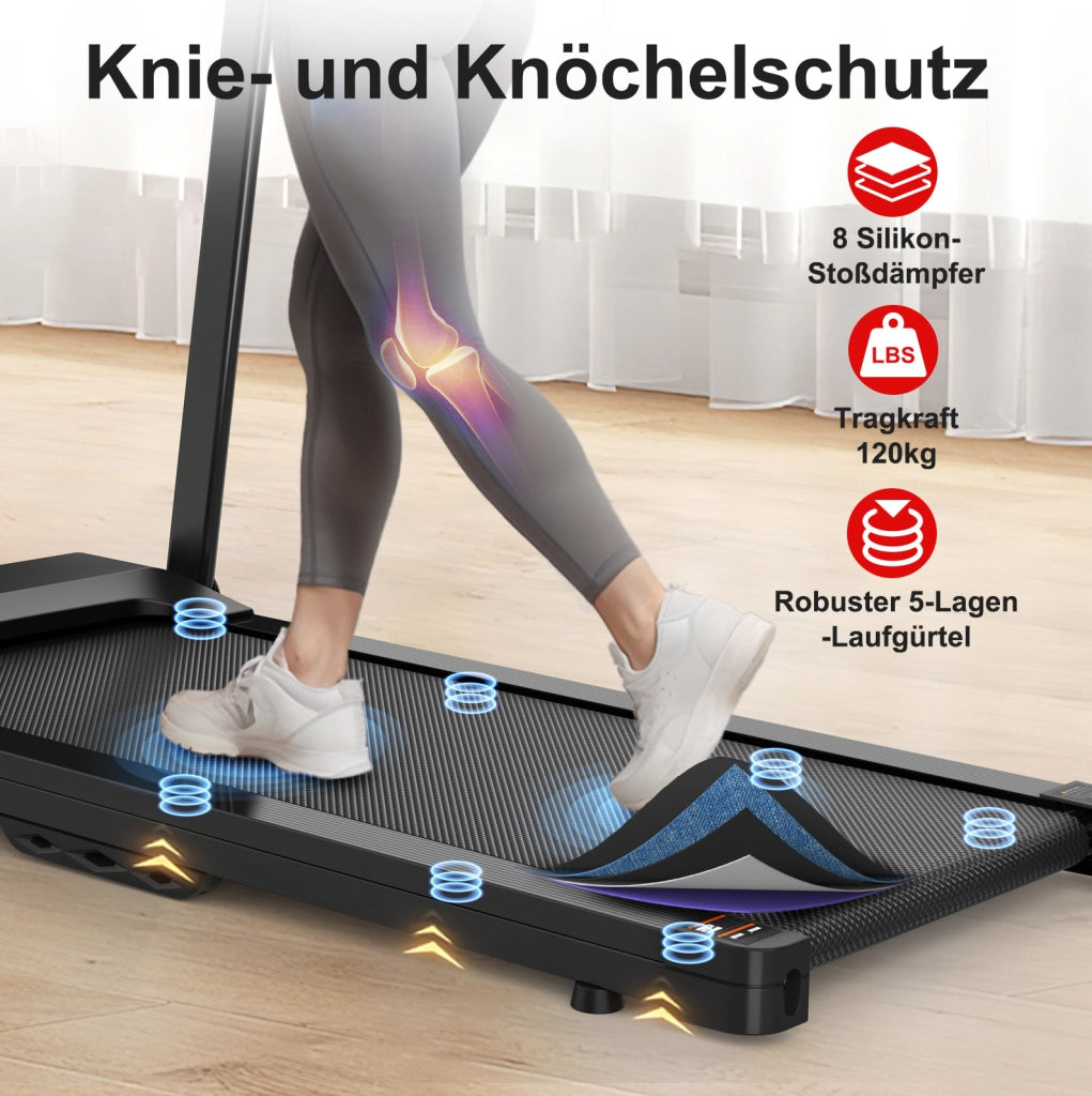Tapis roulant pieghevole nero con app e 12 programmi