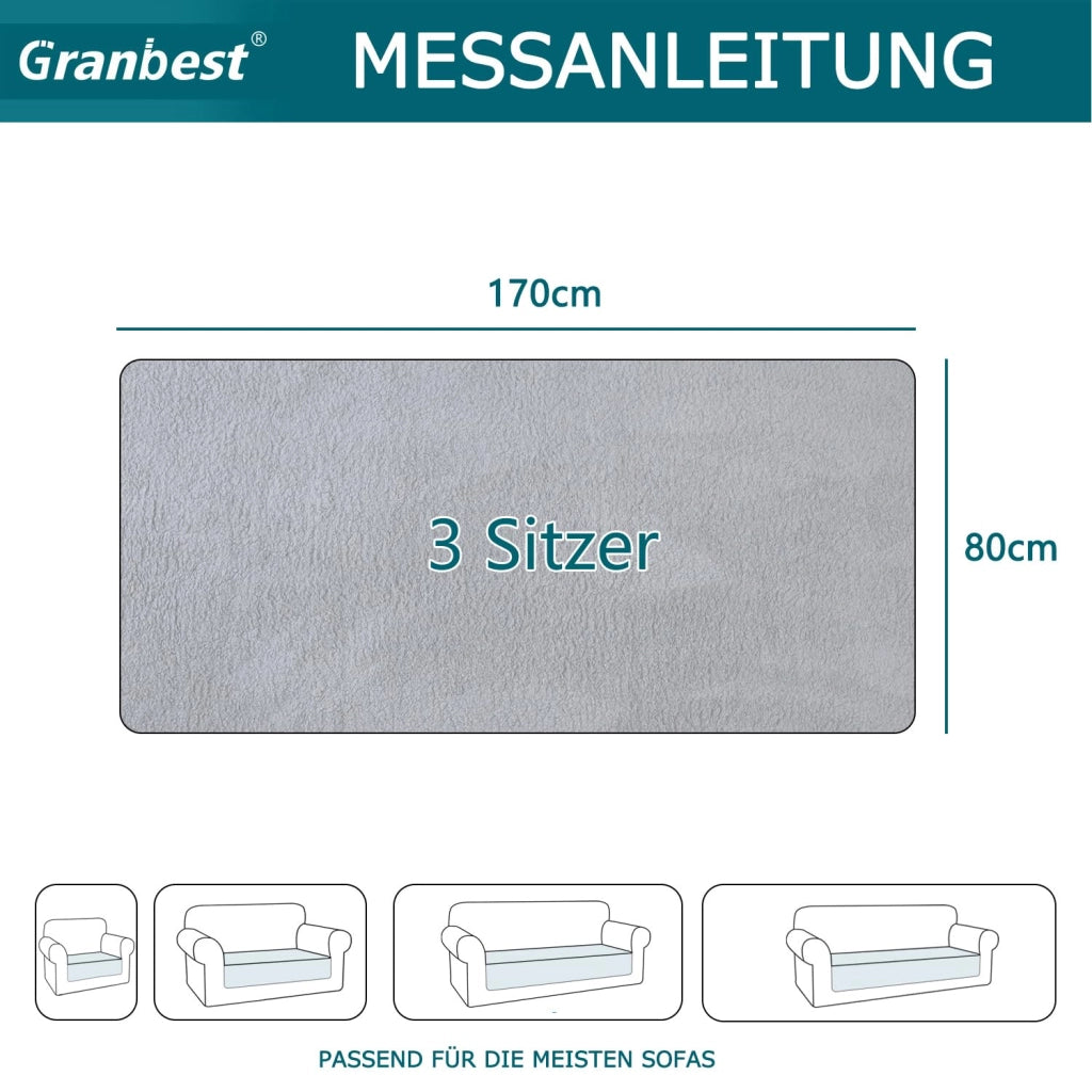 Cuscino imbottito per divano, 750 g/m², per divani a 3 posti, grigio, antiscivolo