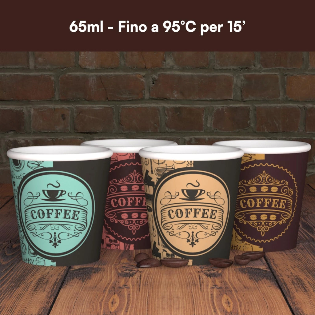1000 bicchieri di carta per caffè, capacità 65 ml, biodegradabili, monouso, piccoli