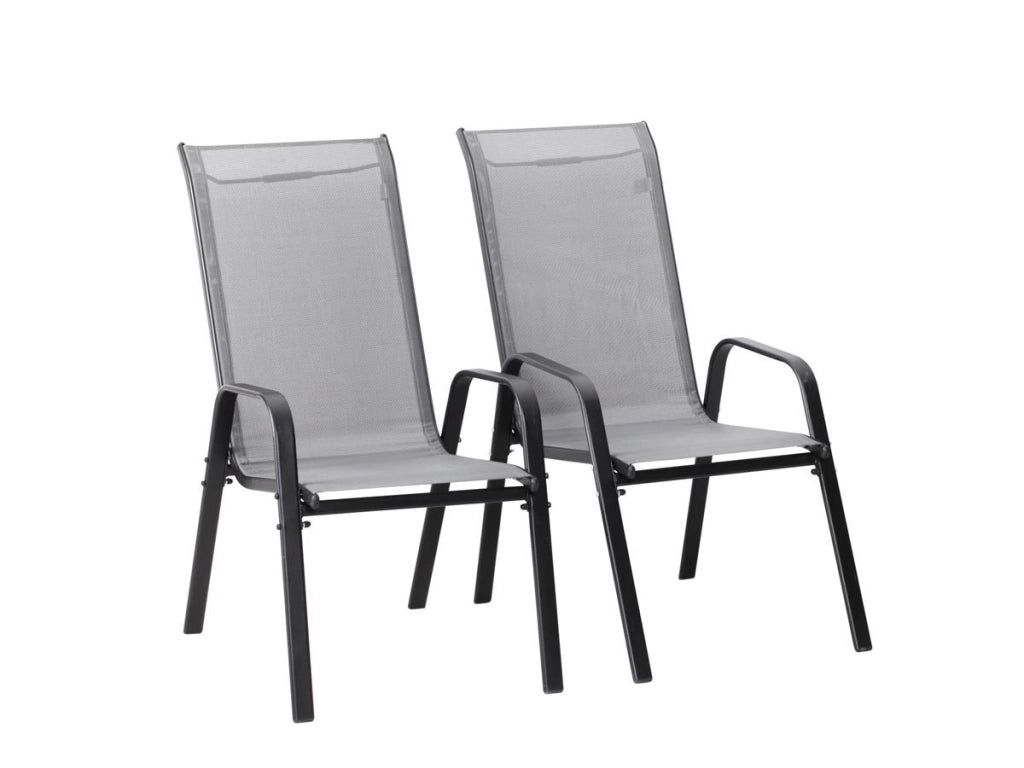 Sedie da giardino textilene "Cordoba" -Phoenix-Grigio scuro/Argentato-Set di 4