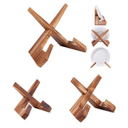 Set di 3 supporti in legno, da 95 a 218 mm, color marrone scuro, per smartphone e tablet