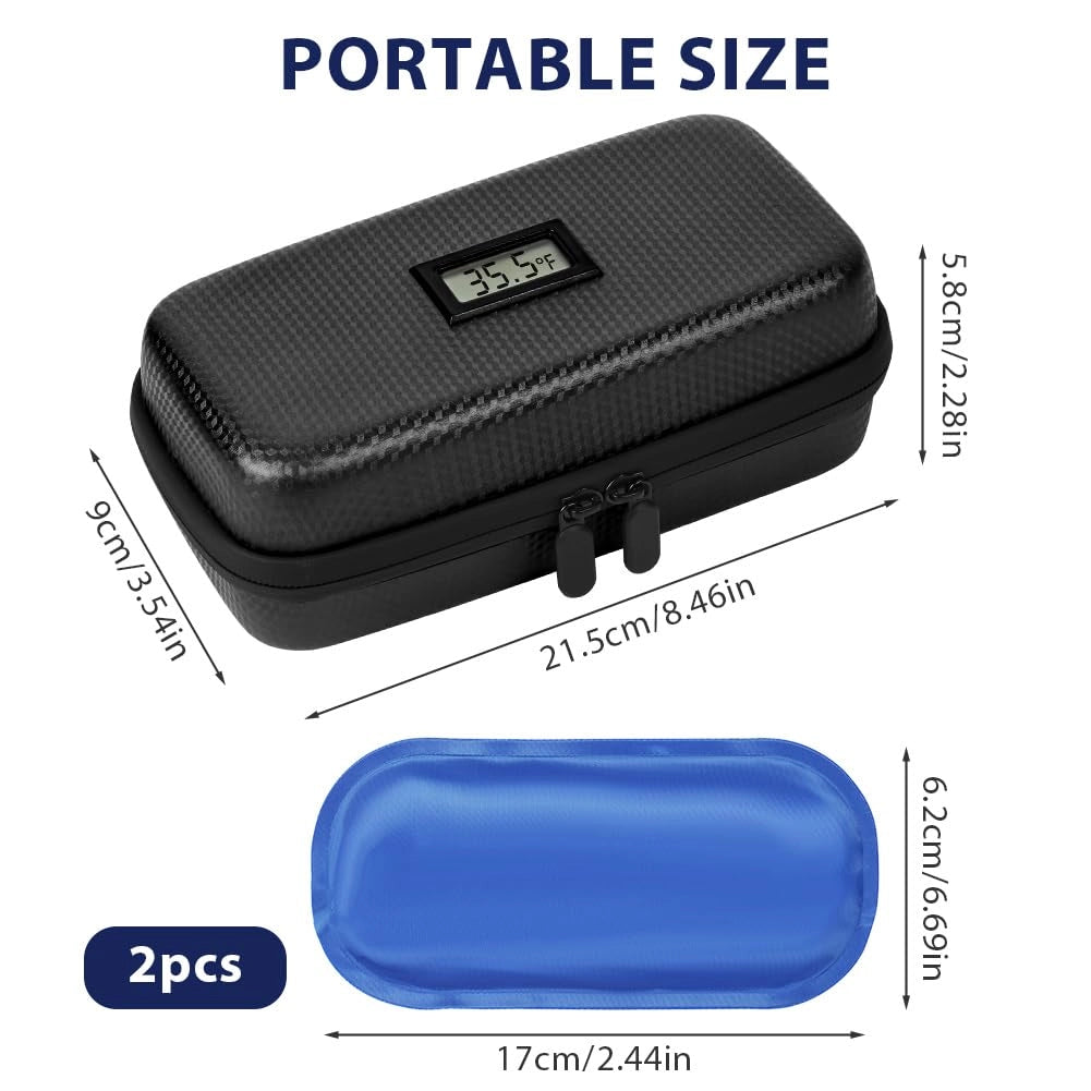 Borsa termica da viaggio per insulina, borsa frigo con termometro (Fahrenheit), organizer per farmaci refrigerati con 2 accumulatori di freddo, certificata TSA