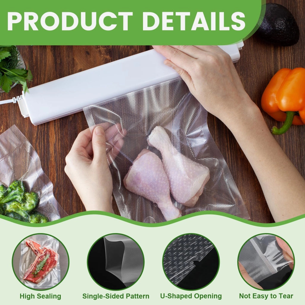 100 sacchetti sottovuoto per alimenti, dimensioni 20 x 30 cm, materiale PA+PE