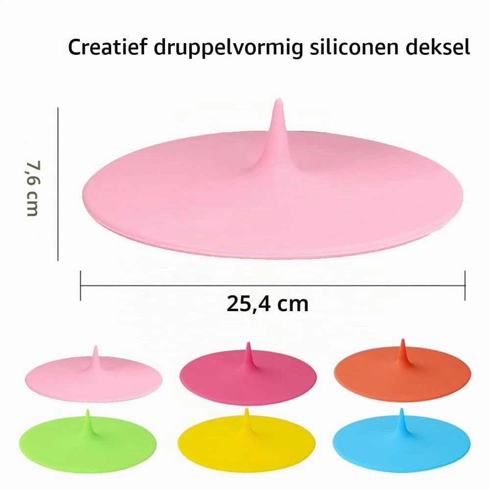 6 coperchi in silicone e vetro per bicchieri, colorati, rotondi, adatti al lavaggio in lavastoviglie