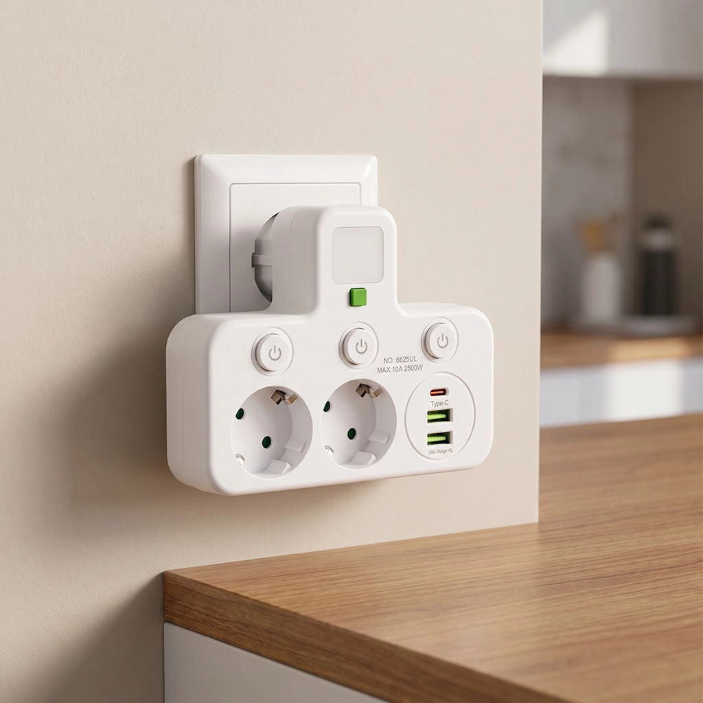 Multipresa 2 Prese + 2x Usb-a + Usb-c Jnh017 White
