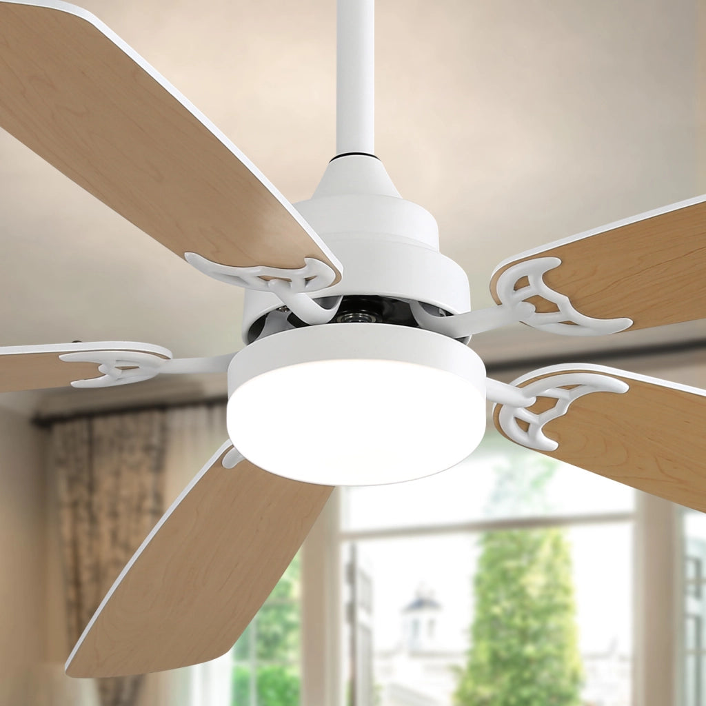 Ventilatore da soffitto 132 cm con LED dimmerabile 18 W in MDF bianco opaco