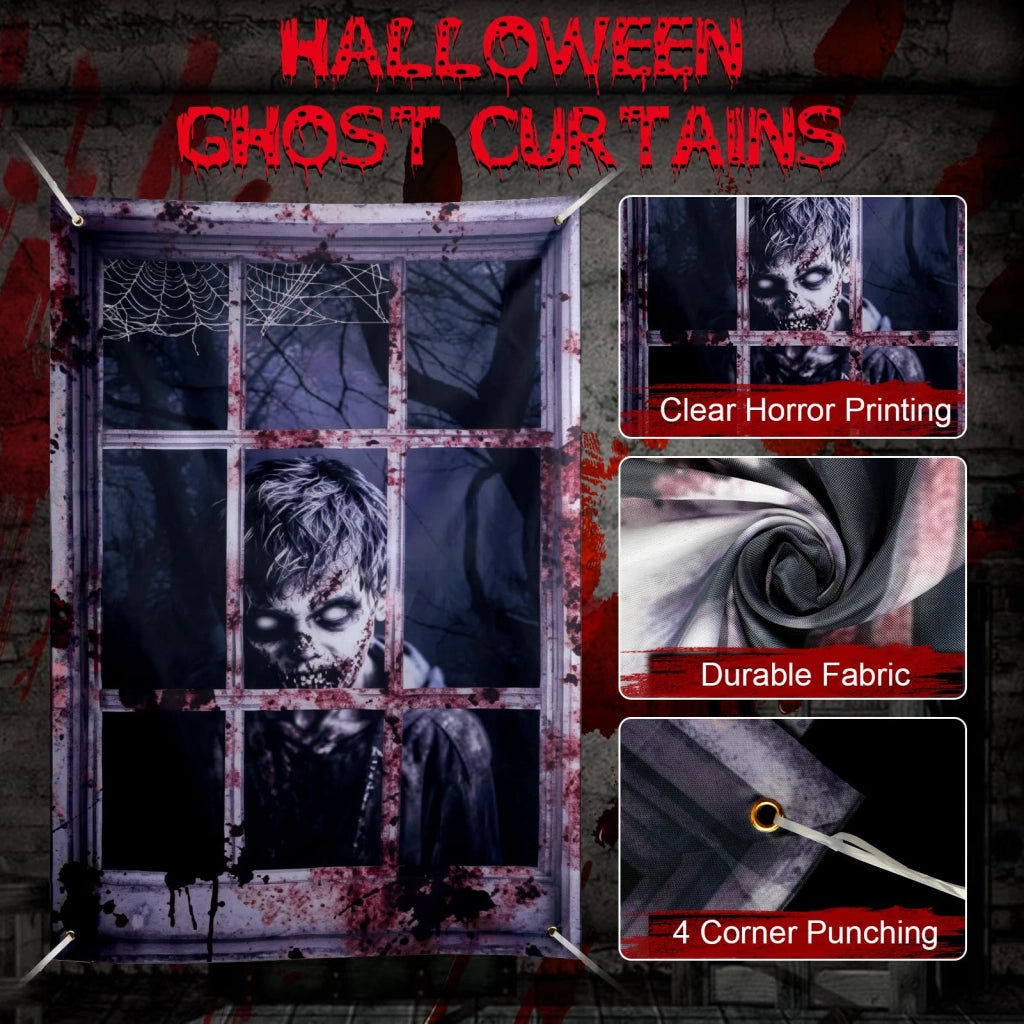 Decorazioni per finestre a tema Halloween, articoli per creare un'atmosfera spaventosa, dimensioni 120x80 cm