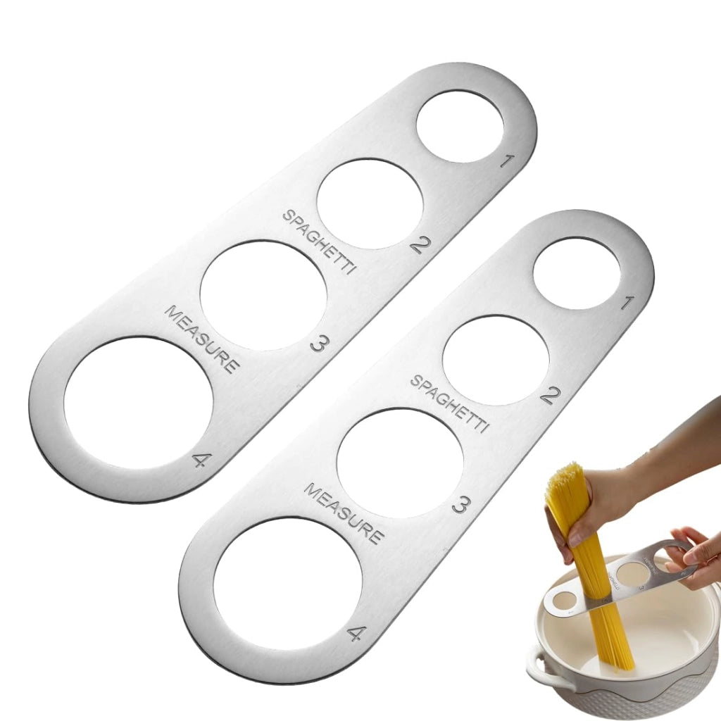 Set da 2 misurini per pasta in acciaio inossidabile, da 18 cm, con fori per dosare le porzioni