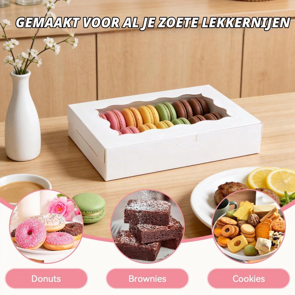 24 scatole per biscotti in cartoncino con finestra trasparente, dimensioni 18x11x4 cm