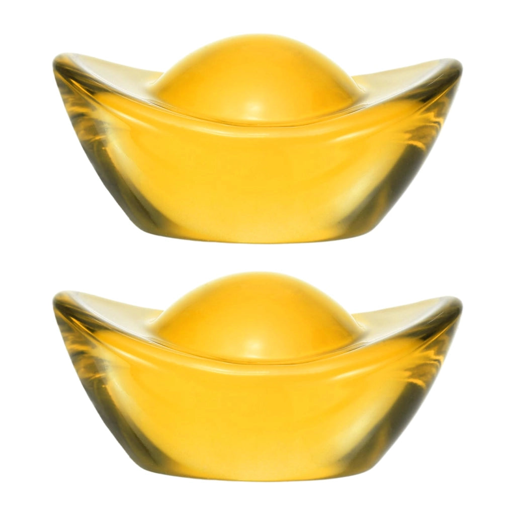 2 figure a forma di lingotto in cristallo, ornamento Feng Shui, oro, 4,7 cm