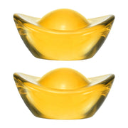 2 figure a forma di lingotto in cristallo, ornamento Feng Shui, oro, 4,7 cm