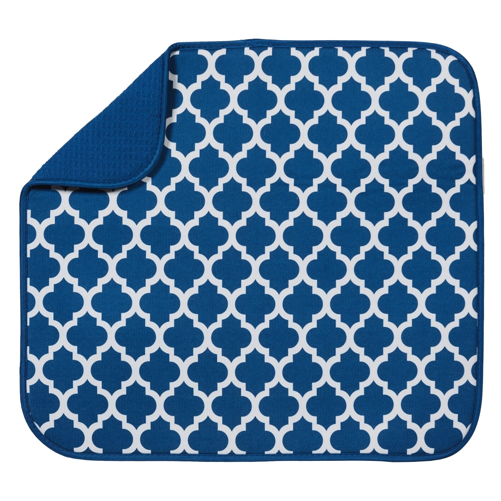 Tappetino asciugante in microfibra, 40,6 x 45,7 cm, blu, motivo geometrico