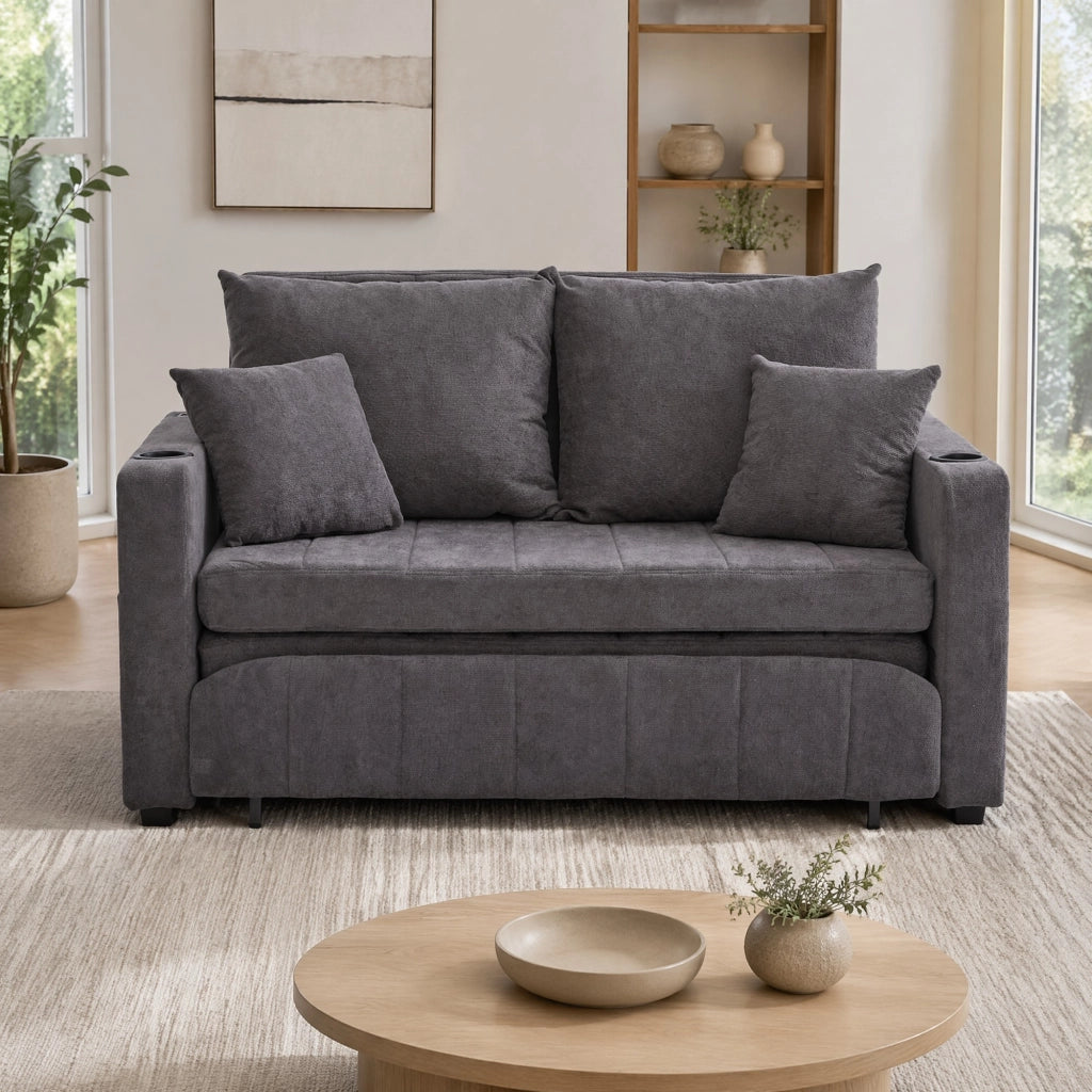 Poltrona convertibile 167x79x83 cm in ciniglia verde con cuscino, 150 kg