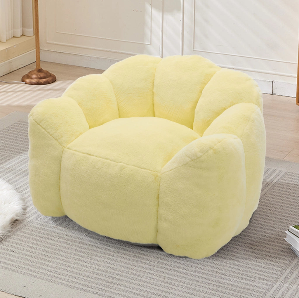 Divano pouf 110x110x68 cm in velluto giallo senza montaggio per salotto e camera