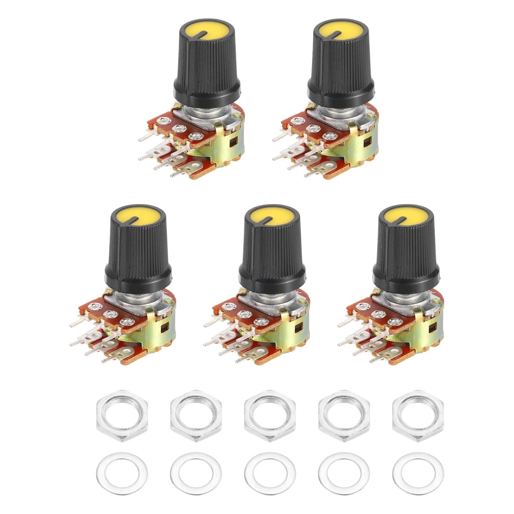 5 potenziometri WH148 B100K, 6 poli, doppio resistore, albero da 6x15 mm