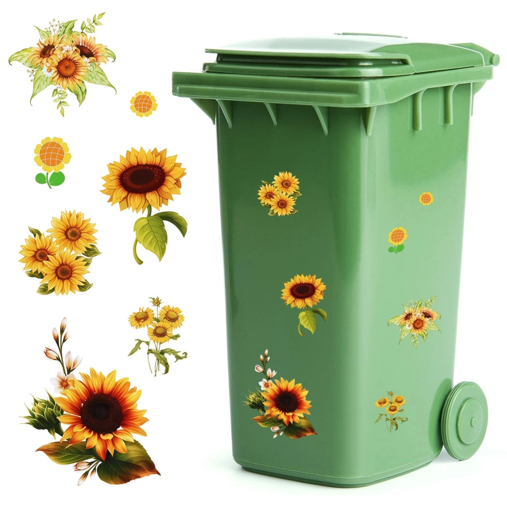 Set di 7 adesivi a forma di girasole, resistenti alle intemperie, opachi, dimensioni 29,5 x 21 cm