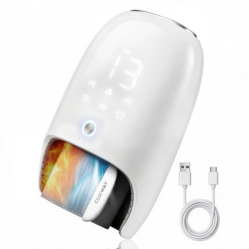 Massaggiatore elettrico per mani con calore e raffreddamento con compressione 6 modalit¨¤, Massaggiatore per mani senza fili per polso palmo e dita