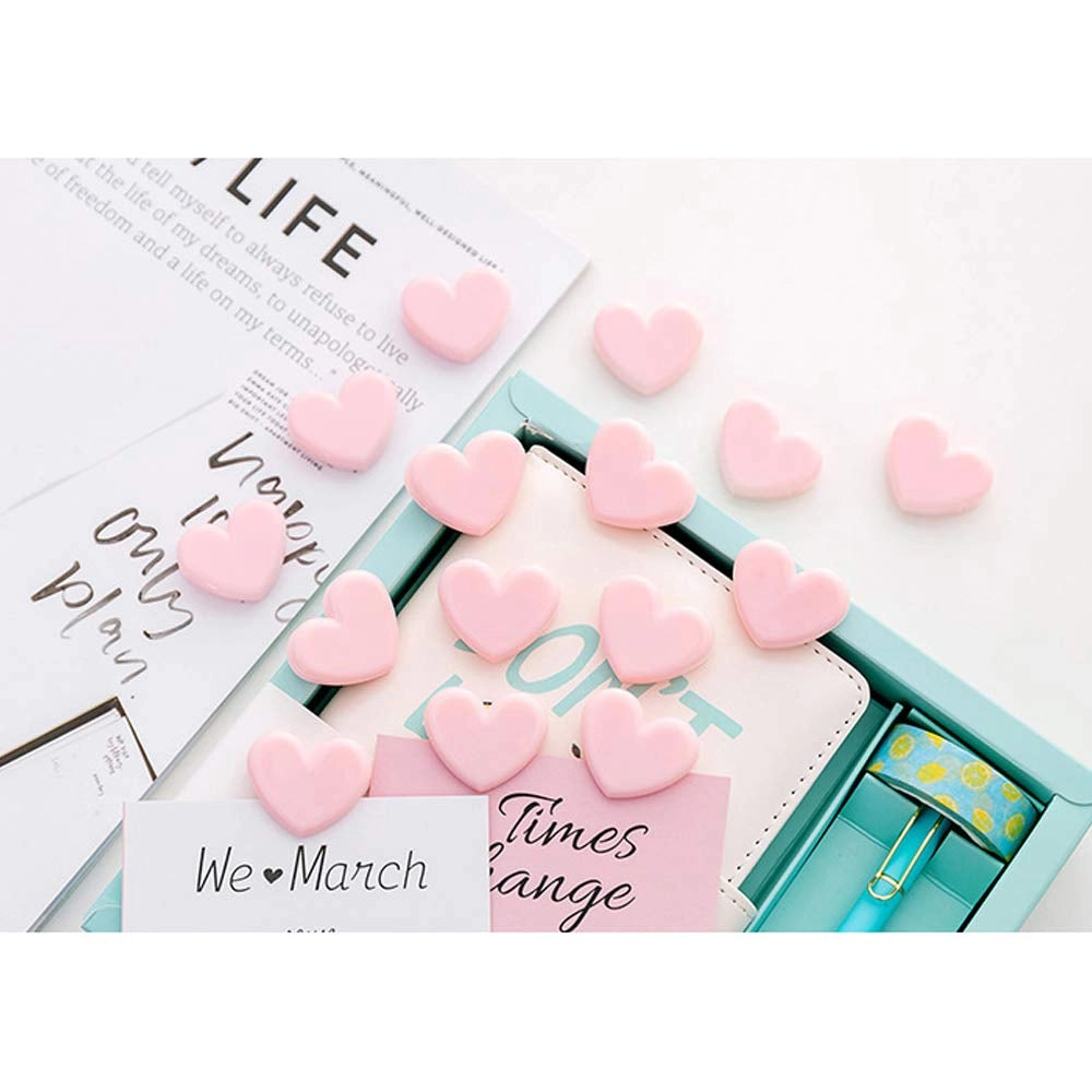 20 piccoli clip a forma di cuore in plastica, color rosa, dimensioni 3,2 x 2,5 cm