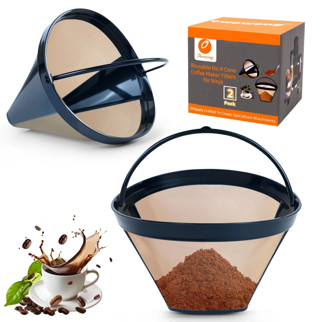 Set di 2 filtri per caffè riutilizzabili, modello conico, numero 4