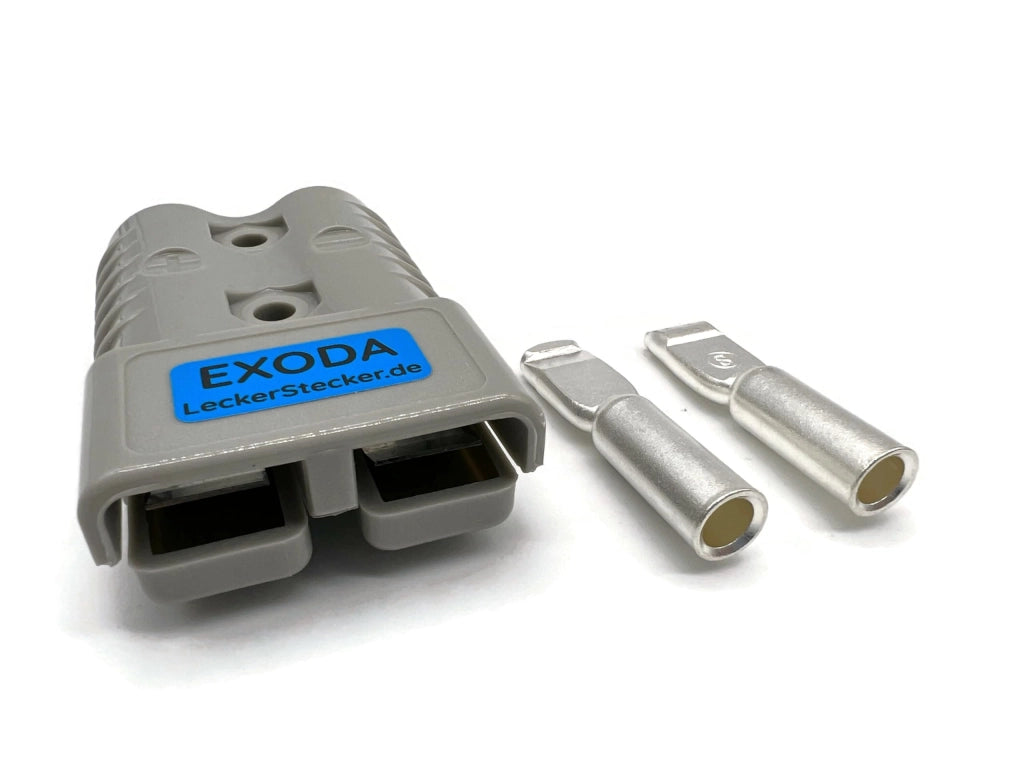 Connettore per batteria da 175A, sezione 16mm², colore grigio, tensione massima 600V, completo di morsetto di collegamento
