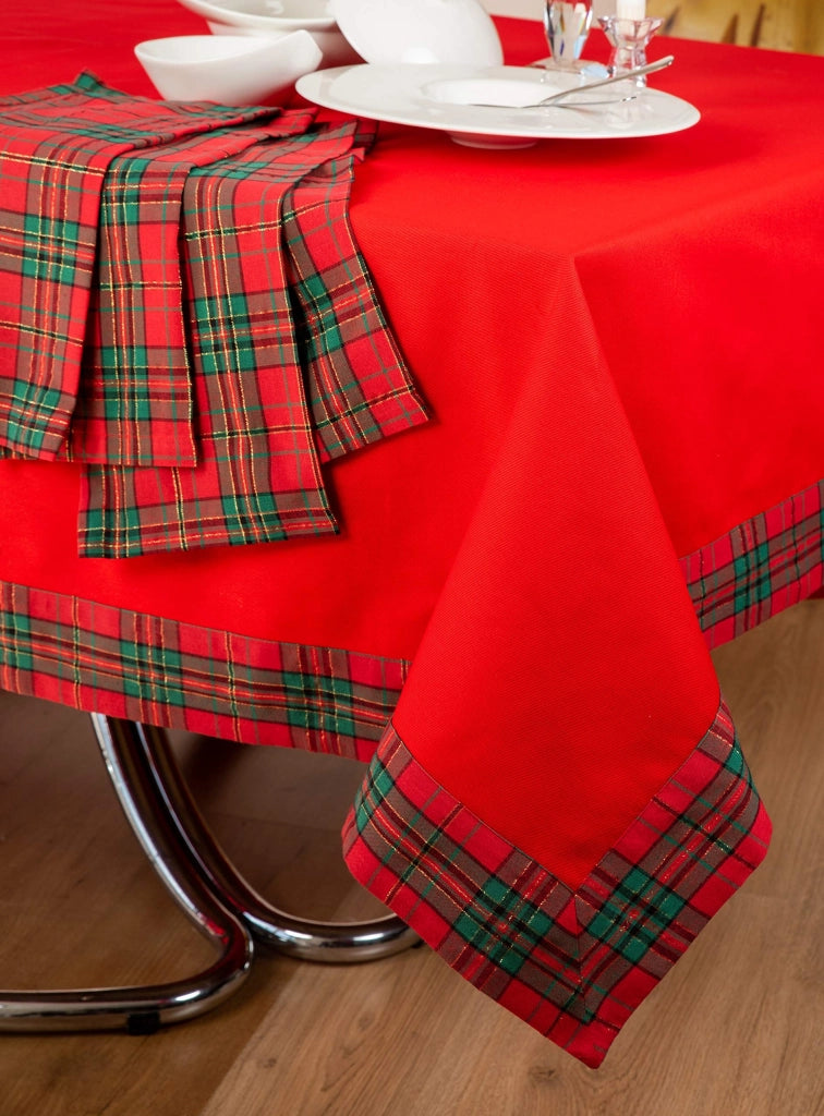 Tovaglia in cotone 100%, forma rettangolare, dimensioni 140x240 cm, colore rosso