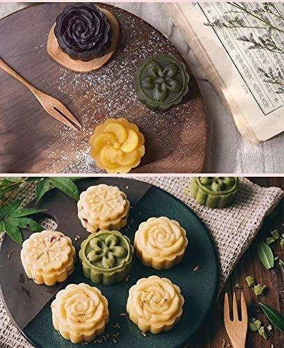 Set per stampare dolcetti a forma di torta di luna, 50 g, 8 pezzi, pressa per biscotti in plastica