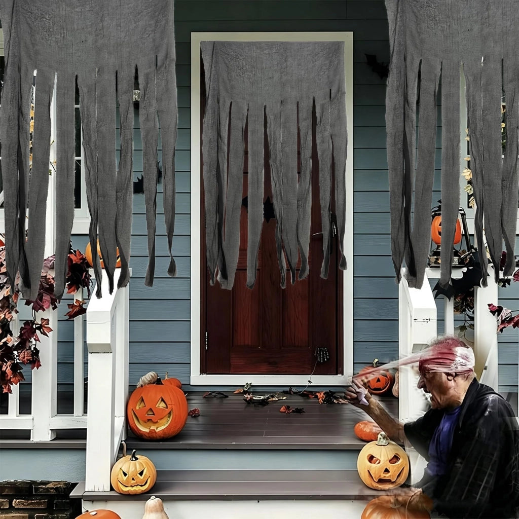 Decorazione per porta a tema Halloween, set da 3, 100 x 165 cm, tessuto, design horror con elementi sanguinolenti