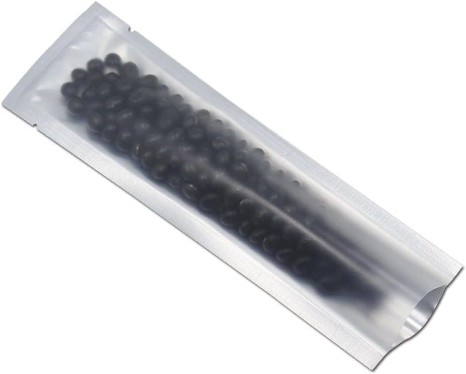 100 sacchetti sottovuoto in mylar, dimensioni 5,5 x 25 cm, spessore 0,12 mm