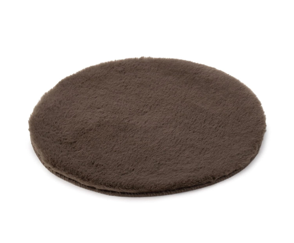 Cuscino da seduta in ecopelliccia, diametro 38 cm, color tortora, 100% poliestere