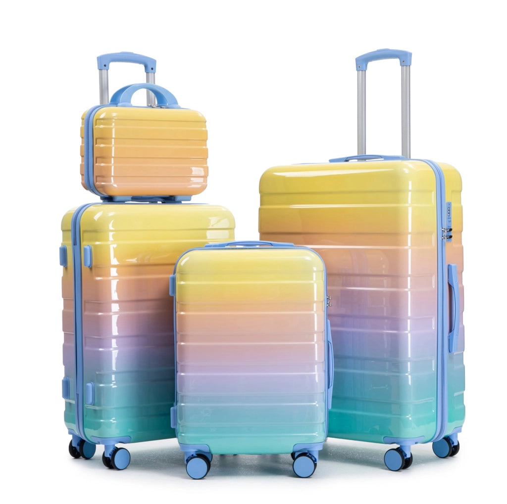VALIGIE rigide in PC giallo 50,8/60,96/71,12 cm con beauty case, set da 4 pezzi