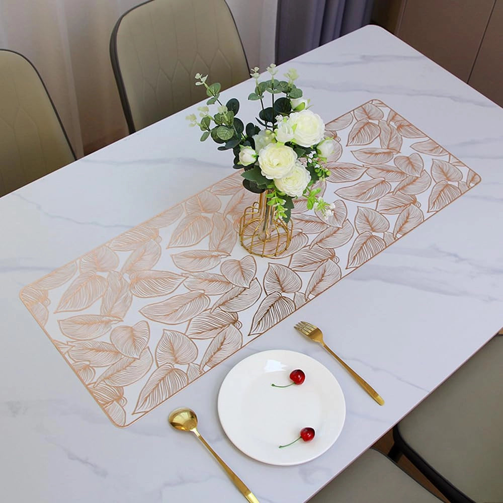 Tovaglia da tavolo in PVC antiscivolo, 91x33 cm, color rosa oro