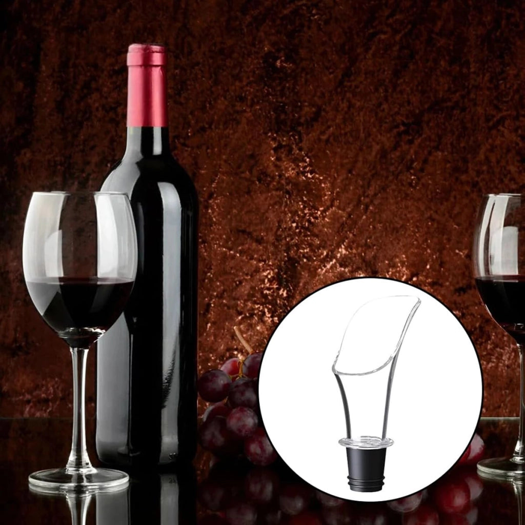 2 versatori per vino in acrilico, antigoccia, neri, per bottiglie