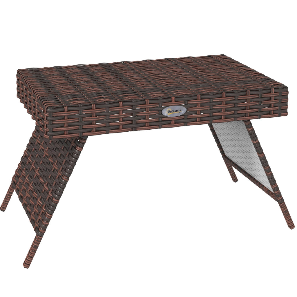Tavolino pieghevole in rattan marrone 60 x 41 x 41 cm