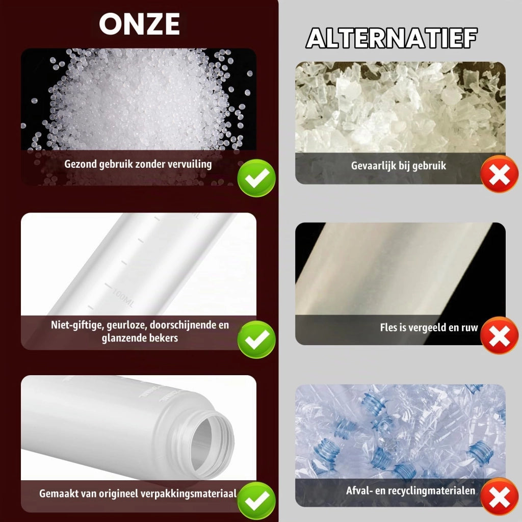 Set di bottiglie a spremi, 6 pezzi, capacità 240 ml, in plastica trasparente, con tappo
